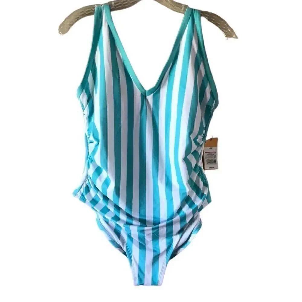 NEW Kona Sol Turquoise And White Swimsuit